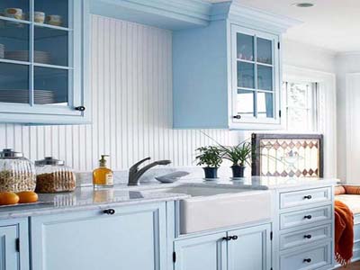 Голубая кухня в интерьере фото