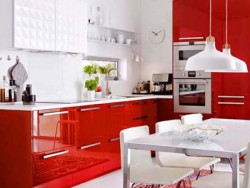 Маленькая красная кухня - 110 фото, дизайн