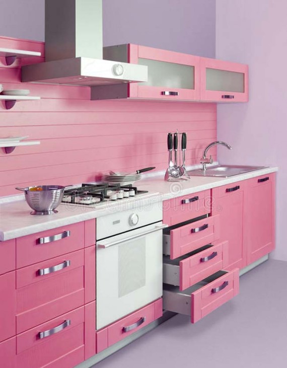 Дизайн розовой кухни в интерьере - 100 фото