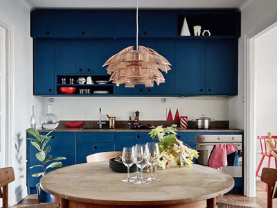 Кухня в синем цвете, маленькая синяя кухня