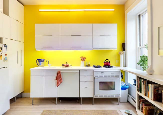 Маленькая жёлтая кухня - 60 фото